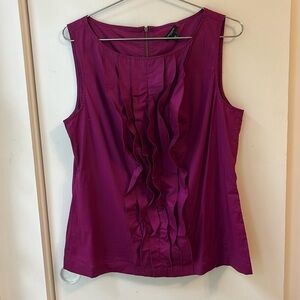 Ann Taylor Size 10 plum purple ruffle sleeveless blouse